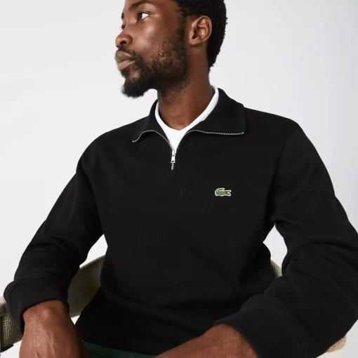 Sweatshirt A Col Montant Zippe En Coton Uni | Lacoste Best