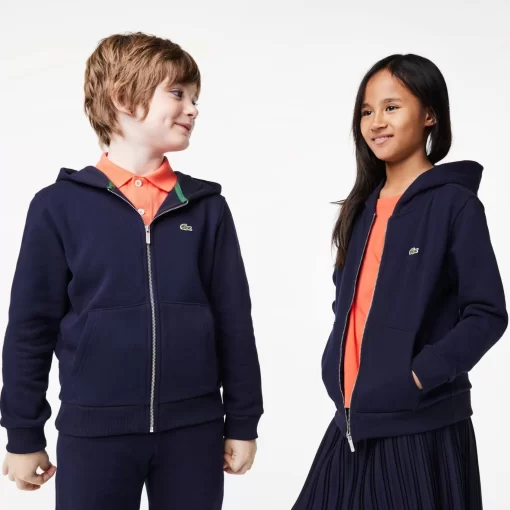 Sweatshirt Zippe A Capuche Enfant Avec Poche Kangourou | Lacoste Fashion