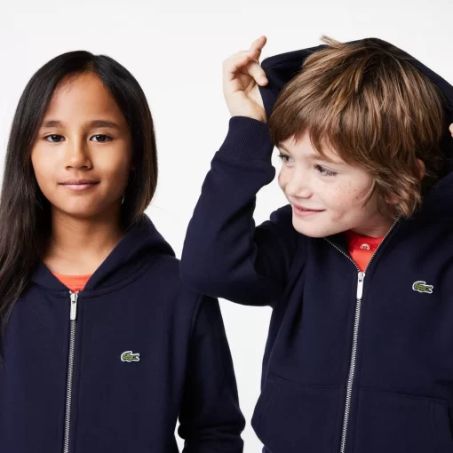 Sweatshirt Zippe A Capuche Enfant Avec Poche Kangourou | Lacoste Fashion