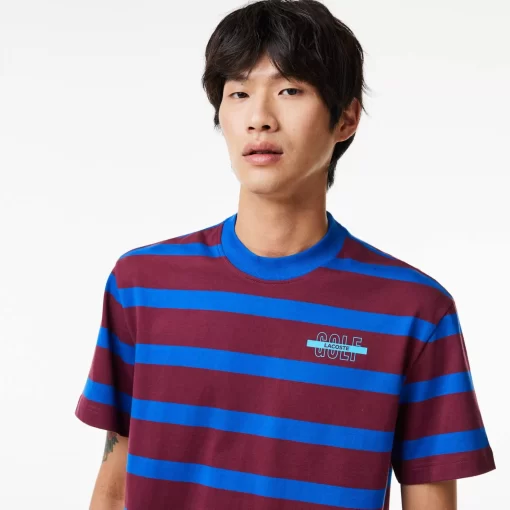 T-Shirt A Rayures En Coton Avec Imprime 3D | Lacoste Online