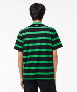 T-Shirt A Rayures En Coton Avec Imprime 3D | Lacoste Cheap