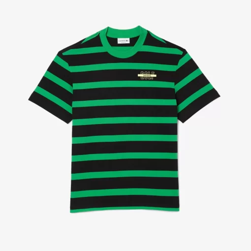 T-Shirt A Rayures En Coton Avec Imprime 3D | Lacoste Cheap