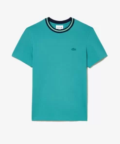 T-Shirt Avec Col Raye En Mini Pique Stretch | Lacoste Hot