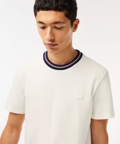 T-Shirt Avec Col Raye En Mini Pique Stretch | Lacoste Sale