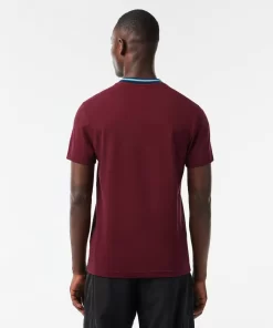 T-Shirt Avec Col Raye En Mini Pique Stretch | Lacoste Cheap