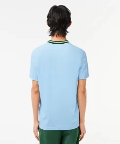 T-Shirt Avec Col Raye En Mini Pique Stretch | Lacoste Shop