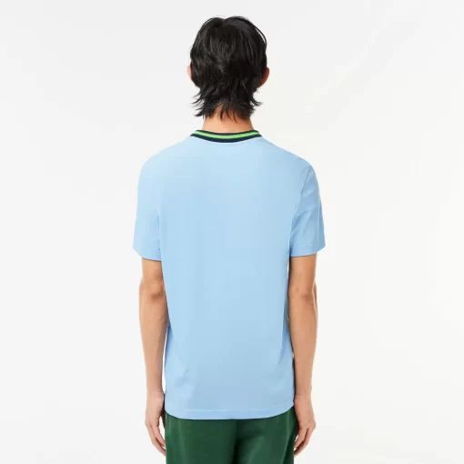 T-Shirt Avec Col Raye En Mini Pique Stretch | Lacoste Shop