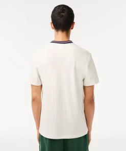 T-Shirt Avec Col Raye En Mini Pique Stretch | Lacoste Sale