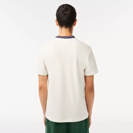 T-Shirt Avec Col Raye En Mini Pique Stretch | Lacoste Sale