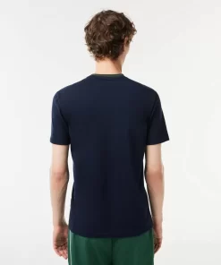 T-Shirt Avec Col Raye En Mini Pique Stretch | Lacoste New