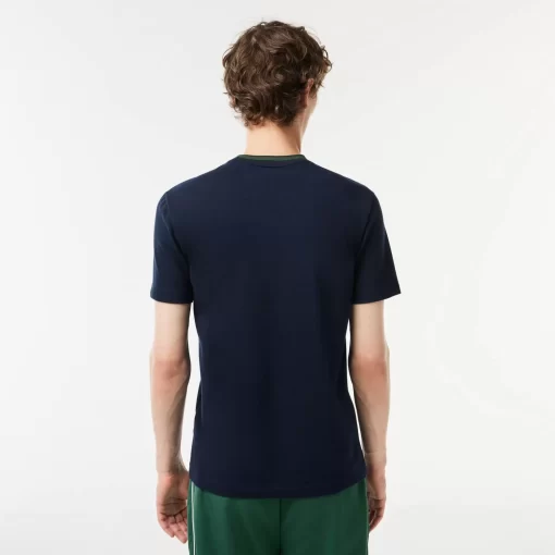 T-Shirt Avec Col Raye En Mini Pique Stretch | Lacoste New