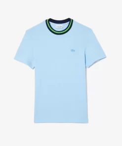 T-Shirt Avec Col Raye En Mini Pique Stretch | Lacoste Shop