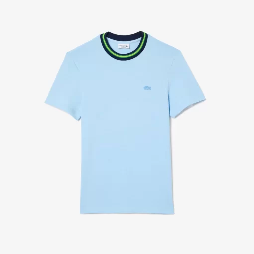 T-Shirt Avec Col Raye En Mini Pique Stretch | Lacoste Shop