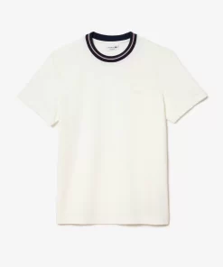 T-Shirt Avec Col Raye En Mini Pique Stretch | Lacoste Sale