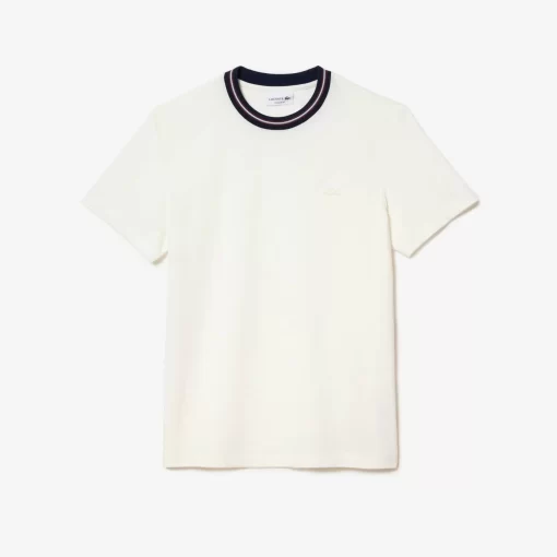 T-Shirt Avec Col Raye En Mini Pique Stretch | Lacoste Sale