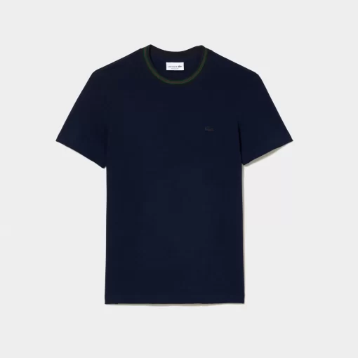 T-Shirt Avec Col Raye En Mini Pique Stretch | Lacoste New