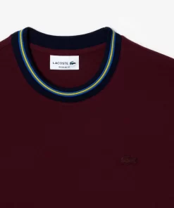 T-Shirt Avec Col Raye En Mini Pique Stretch | Lacoste Cheap