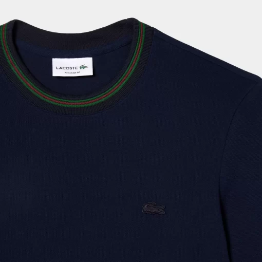 T-Shirt Avec Col Raye En Mini Pique Stretch | Lacoste New