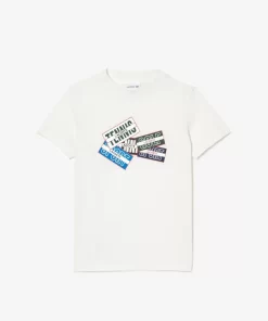 T-Shirt Avec Imprime Badges En Coton | Lacoste Cheap