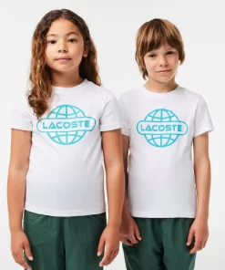 T-Shirt Avec Imprime Planete En Jersey De Coton | Lacoste Discount