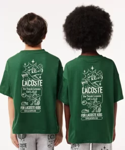 T-Shirt Avec Inscriptions En Jersey De Coton | Lacoste Discount