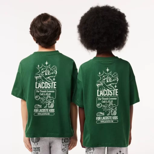 T-Shirt Avec Inscriptions En Jersey De Coton | Lacoste Discount