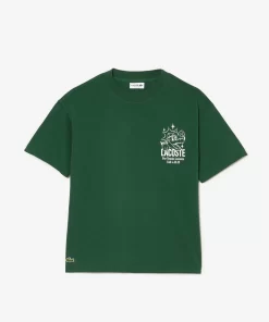 T-Shirt Avec Inscriptions En Jersey De Coton | Lacoste Discount