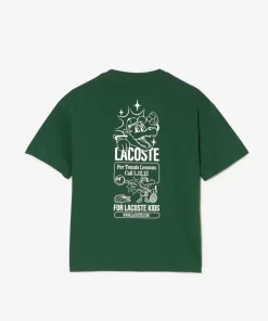 T-Shirt Avec Inscriptions En Jersey De Coton | Lacoste Discount