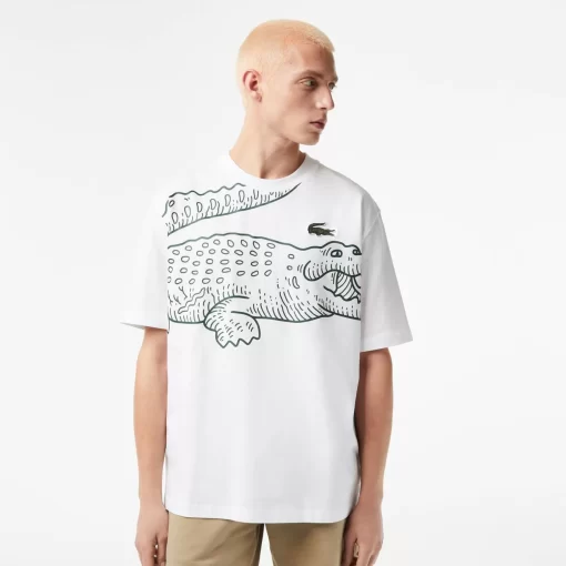 T-Shirt Col Rond Homme Loose Fit Imprime Crocodile | Lacoste Cheap