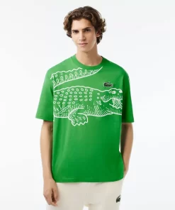 T-Shirt Col Rond Homme Loose Fit Imprime Crocodile | Lacoste Online