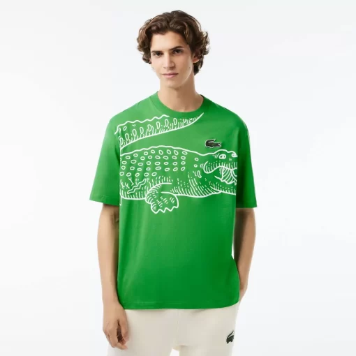 T-Shirt Col Rond Homme Loose Fit Imprime Crocodile | Lacoste Online