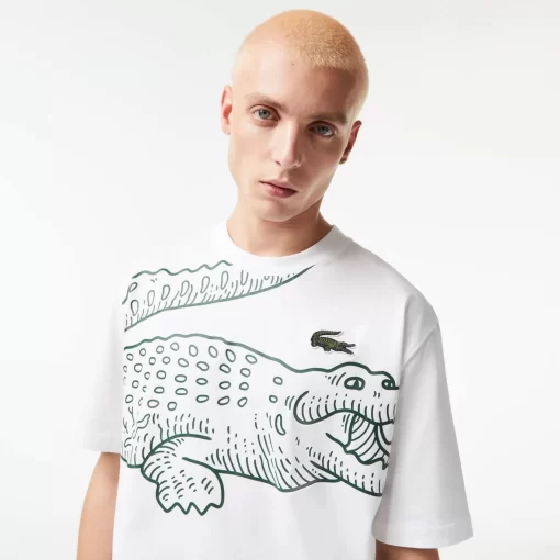 T-Shirt Col Rond Homme Loose Fit Imprime Crocodile | Lacoste Cheap