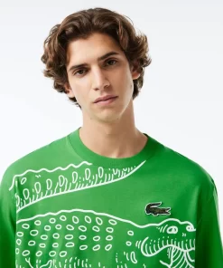 T-Shirt Col Rond Homme Loose Fit Imprime Crocodile | Lacoste Online