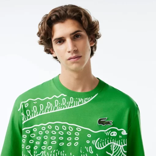 T-Shirt Col Rond Homme Loose Fit Imprime Crocodile | Lacoste Online