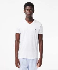 T-Shirt Col V En Jersey De Coton Pima Uni | Lacoste Online