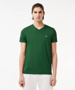 T-Shirt Col V En Jersey De Coton Pima Uni | Lacoste Hot