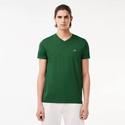 T-Shirt Col V En Jersey De Coton Pima Uni | Lacoste Hot