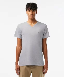 T-Shirt Col V En Jersey De Coton Pima Uni | Lacoste Fashion