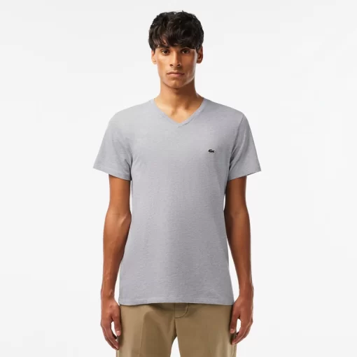 T-Shirt Col V En Jersey De Coton Pima Uni | Lacoste Fashion