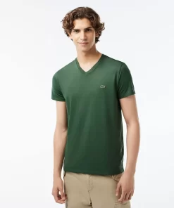 T-Shirt Col V En Jersey De Coton Pima Uni | Lacoste Cheap