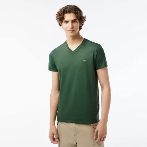 T-Shirt Col V En Jersey De Coton Pima Uni | Lacoste Cheap