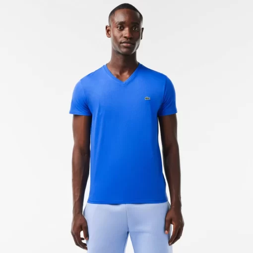 T-Shirt Col V En Jersey De Coton Pima Uni | Lacoste Store