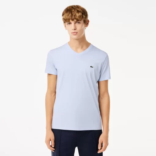 T-Shirt Col V En Jersey De Coton Pima Uni | Lacoste Clearance