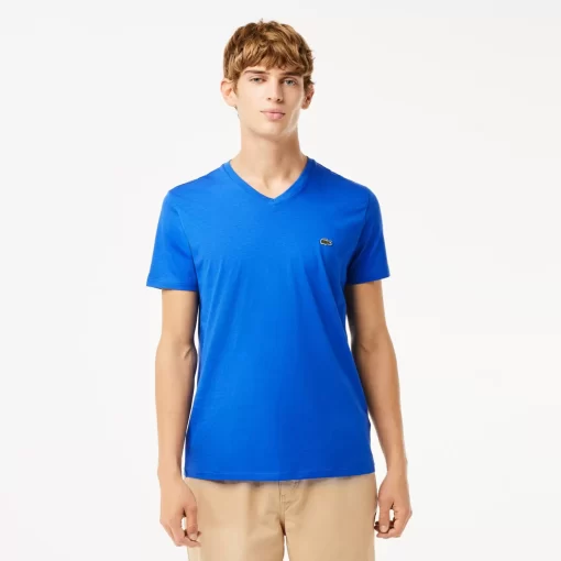 T-Shirt Col V En Jersey De Coton Pima Uni | Lacoste Clearance