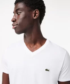 T-Shirt Col V En Jersey De Coton Pima Uni | Lacoste Online