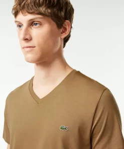 T-Shirt Col V En Jersey De Coton Pima Uni | Lacoste Fashion