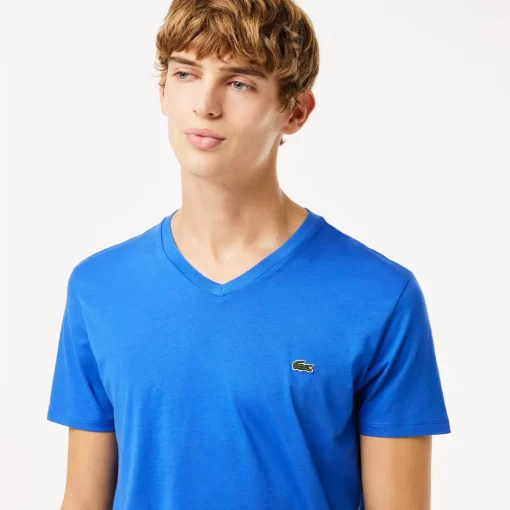 T-Shirt Col V En Jersey De Coton Pima Uni | Lacoste Clearance