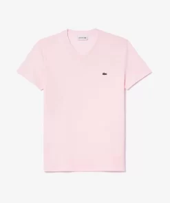 T-Shirt Col V En Jersey De Coton Pima Uni | Lacoste Discount