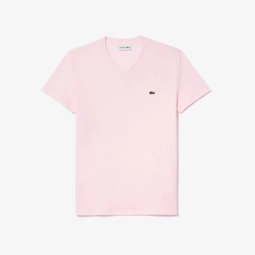 T-Shirt Col V En Jersey De Coton Pima Uni | Lacoste Discount