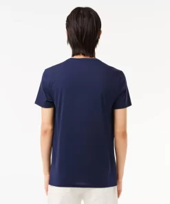 T-Shirt Col V En Jersey De Coton Pima Uni | Lacoste New